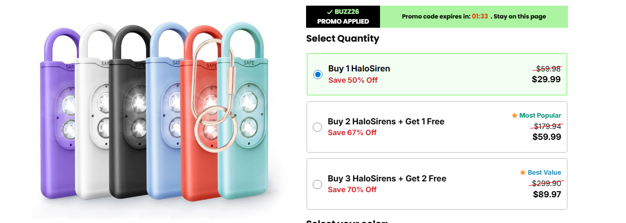 Halo Siren Personal Safety Alarm